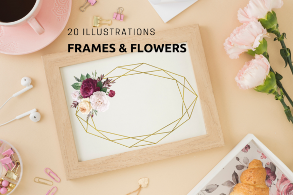 20 Geometric Frames Vintage Flowers