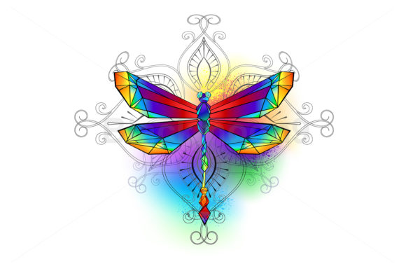 Bright Polygonal Dragonfly: A Vibrant Illustration for Modern Branding
