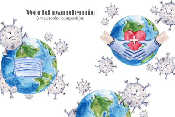 Covid 2020 Clipart: Virus Attacks Planet – A Bold Illustration for Thematic Branding