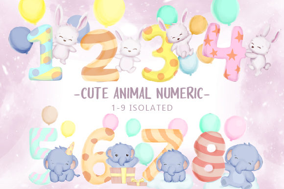 Cute Animal with Numeric Illustrations for Crafting and Handmade Business Use