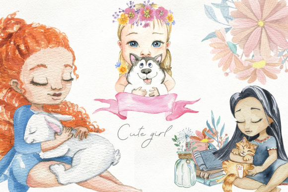 Cute Girls with Pet Embroidery Design Review