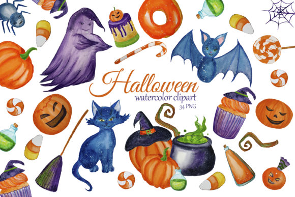 Cute Halloween Clipart – Witch Illustrations for Crafters & Handmade Sellers