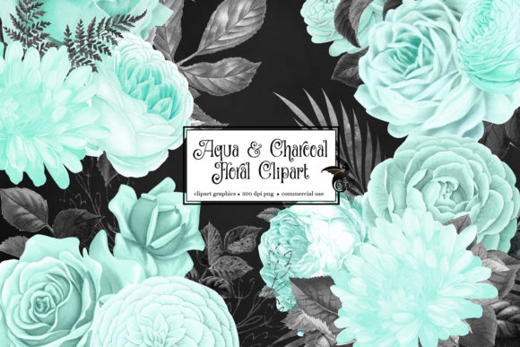 Evaluating Aqua and Charcoal Floral Illustrations for Real Design Projects
