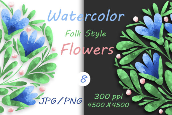 Folk-Style Flower Illustrations for Crafting & Handmade Business