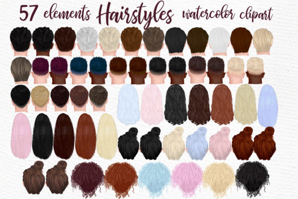 Hairstyles Clipart, Fashion Hairstyle Illustrations for Real Crafting Magic