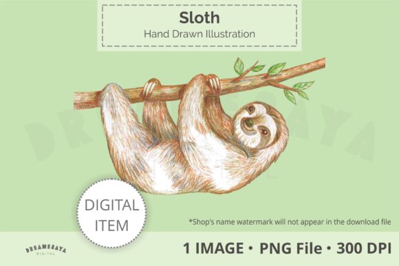 Hand Drawn Sloth Png Clip Art for Crafting, Cricut & Handmade Business Use