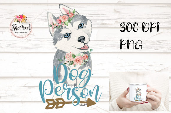 Husky Clipart, Teal Dog Person Quote