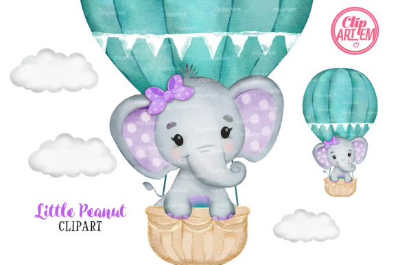 Purple Teal Girl Elephant Balloon: A Fresh Illustration for Blog Graphics & Editorial Design