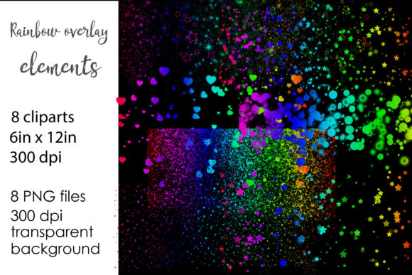Rainbow Glitter Overlays Clipart for Blog & Editorial Design