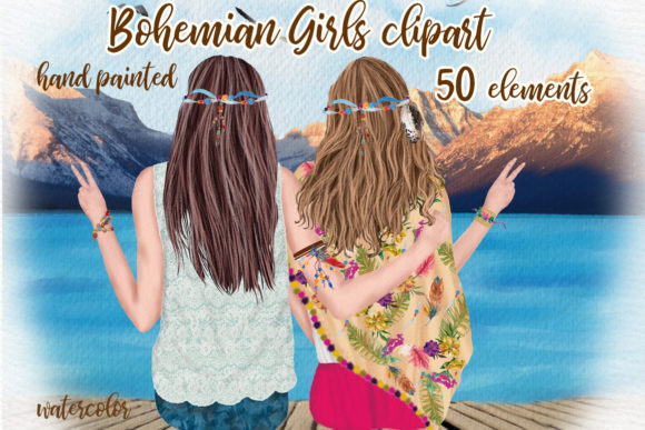 Review: Hippie Girls Clipart for Bohemian Editorial & Web Design