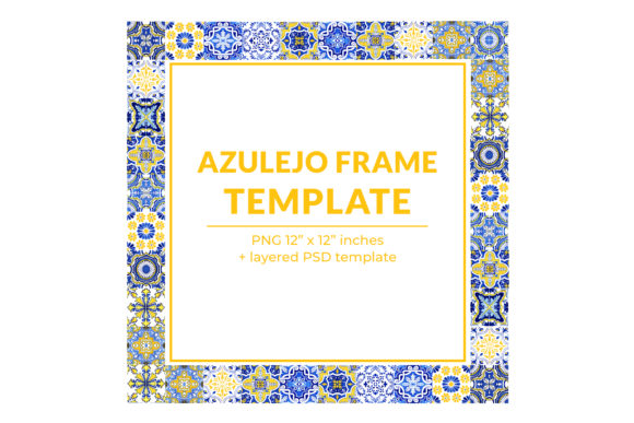 Square Azulejo Postcard Template: A Versatile Illustration for Crafters & Etsy Sellers