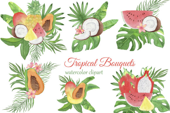 Tropical Fruits Bouquets: A Vibrant Illustration for Modern Design Projects