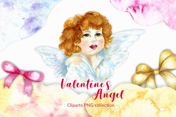 Valentine’s Day Clipart with Angel: 15 Illustrations for Editorial & Web Use