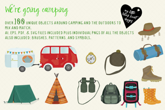 We’re Going Camping Set: Illustrations for Fresh Brand Storytelling